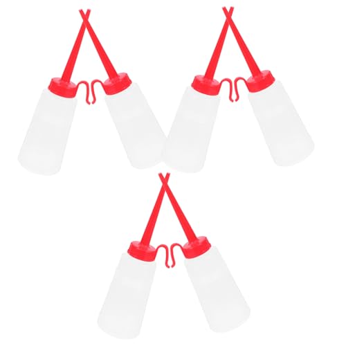 DOITOOL 6 Piezas dispensador de aceite automotriz Motor botella de aceite con solapa automática engrasador Cuello botellas de aceite de aguja aplicador de botella de pelo el plastico rojo