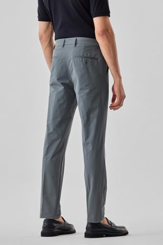 Image of SNITCH Men Casual Trousers | Slim Fit Mid Rise Solid Design | Durable Cotton Blend & Smooth Texture for Office & Everyday Wear |Grey
