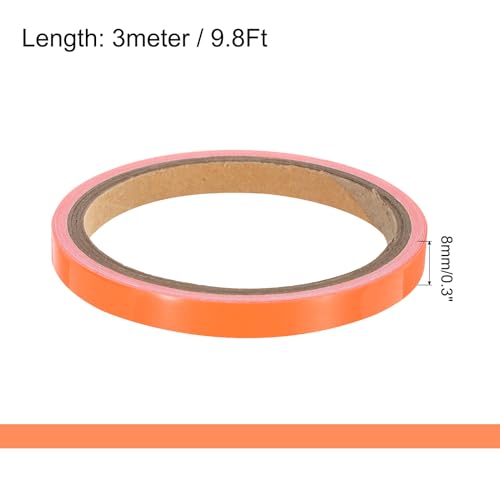 Image of uxcell 4Rolls Glow in The Dark Tape, 0.3 inch x 9.8 ft Fluorescent Adhesive Tape Luminous Tape for Stairs, Walls, Steps, Exit Sign, Home Decoration, Orange
