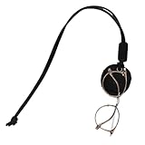 Jack&Chris Genuine Leather Handmade Glasses Strap, Adjustable Sunglasses Strap with Pen and Sunglasses Case, Portable Eye Glasses Holders Around Neck for Men and Women for Gifting, Black