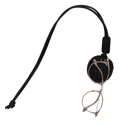 Jack&Chris Genuine Leather Handmade Glasses Strap, Adjustable Sunglasses Strap with Pen and Sunglasses Case, Portable Eye Glasses Holders Around Neck for Men and Women for Gifting, Black