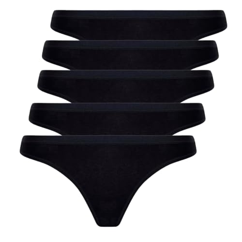 Kit 5 Calcinha Tanga Clássica Algodão Loba Lupo 40354-001 (BR, Alfa, M, Regular, Preta)