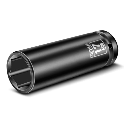 MTO 1/2" Drive 17mm Deep Impact Socket, 6 Pt. Metric Socket, CR-MO Steel & Anti-Corrosion Coating for Heavy-Duty Use