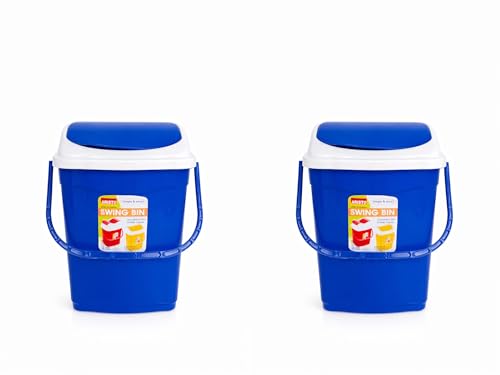 Image of ARISTO Plastic Swing Lid Garbage Dustbin 16 LTR Combo (Blue & Blue)