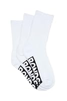 Bonds Women's Logo Cushioned Crew Socks, White (3 Pack), 3-8