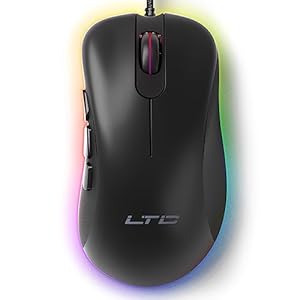 LTC GM-031 Wired Gaming Mouse, 7200 DPI Adjustable, 6 Programmable Macro Buttons, 4 RGB Backlit Mode, Ergonomic Shape, Software Support for Customization, Black