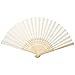 Wentylatory Ręczne z Kości Słoniowej, Różne Kolory Chińskie Puste Składane żebra Bambusowe Wentylator Ręczny DIY Czysty Wentylator Papierowy Wedding Shower Party Decor(Off-white)