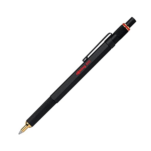 Rotring 800 - Bolígrafo, punta media, tinta negra, cuerpo negro, recargable