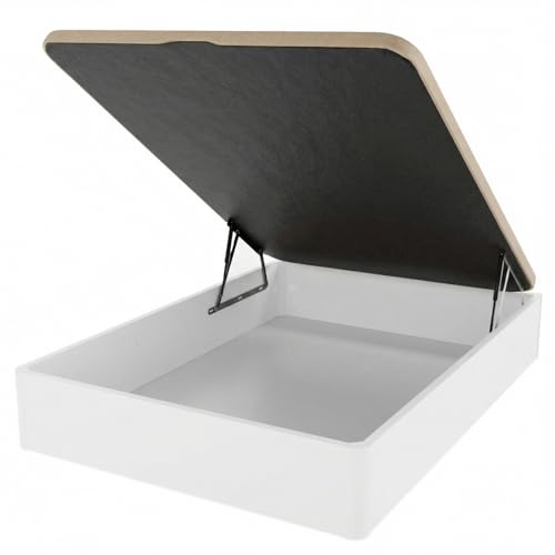 DUÉRMETE ONLINE - Canapé Abatible 135x190 cm Blanco | Gran Capacidad | Estructura Súper Reforzada | Tapa Transpirable 3D | Incluye Subida a Domicilio