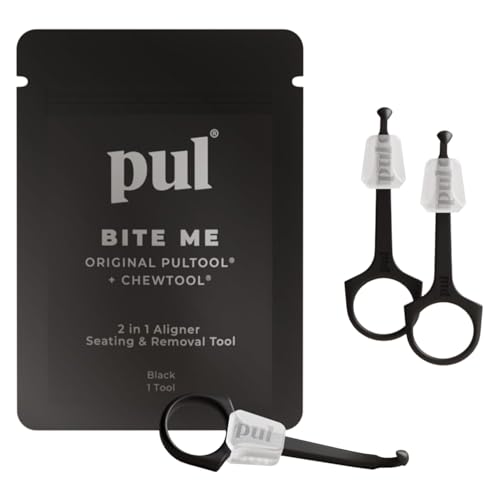 PUL 2-in-1 Aligner Removal Tool and Chewies for Invisalign Aligners, Retainers and Trays - Patented Invisalign Remover Tool for Easy Removal &amp; Secure Fit - Pack of 3, Black