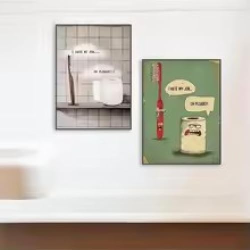 Poster WC rigolo papier toilette vs brosse à dents toilettes 21x30cm