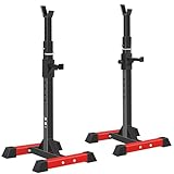 ISE Soporte Barra Pesas ajustable, Soporte Pesas Barra, Rack Sentadillas y Press Banca Squat Rack Stand Gym para Fitness, Soporte Para Pesas de Levantamiento Gimnasio para Banco de Peso, Máx 200kg