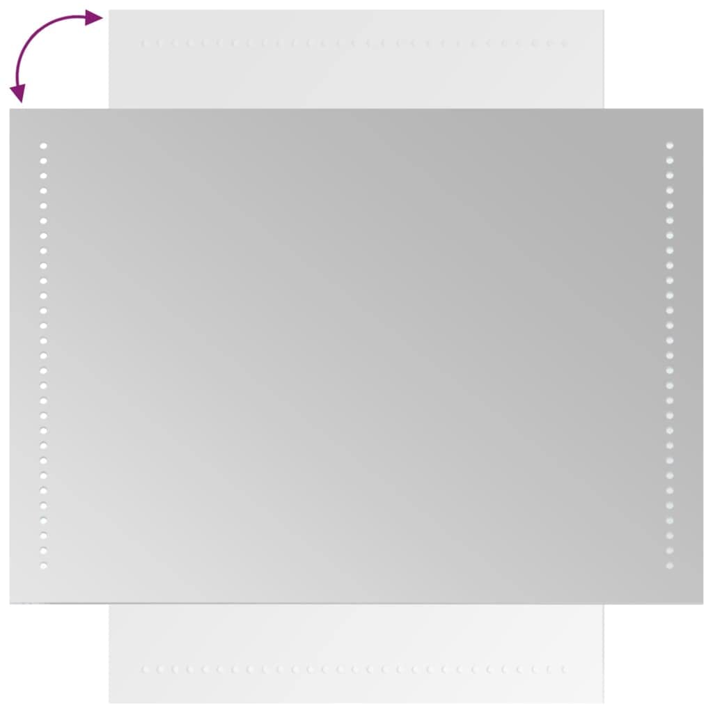 Lustro łazienkowe LED 50 x 70 cm ze szkła, wodoszczelność IP65, ze złączem USB i kablem o długości 1,5 m, w zestawie haki, do łazienki i korytarza, oświetlenie i kosmetyki