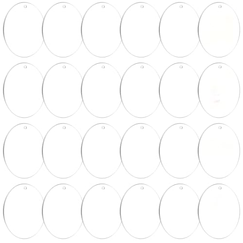 Vivacryl 30Pcs DIY Crafts-Blank Acrylic Ornament 3 inch Clear Keychain Blank Round Discs Blank with Hole for Christmas Ornaments Decor Plastic Circles for Painting Crafts