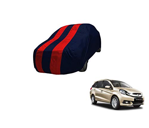 Image of Auto Hub Car Cover Compatible with Mobilio with Mirror Pocket,Triple Stitched, Weather Proof, Mobilio Car Cover- Navy-Red