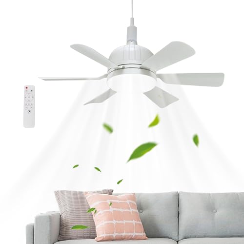 Hogvinnatil Ventilador de techo con luz para dormitorio | Ventilador de techo de perfil bajo E27 | Aparato de ventilación de 3 velocidades para comedor oficina cocina apartamento
