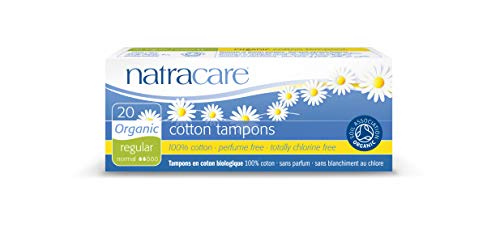 Natracare Non-Applicator 100% Organic Cotton Tampons, Regular, Totally Chlorine Free, Biodegradable and Compostable (12 Pack, 240 Tampons Total)