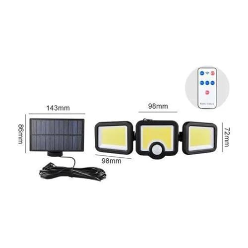Luminária Solar Led Parede Refletor Poste 171 cob 39w Sensor Presença Com 3 Funções Separado Control