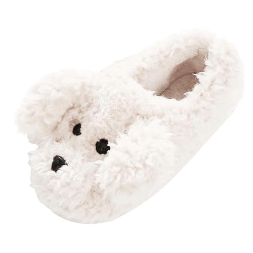 HADECOLL Pantoufles d'hiver Mignonnes et Tendance pour Femmes， Pantoufles d'intérieur Chaudes et épaisses， Pantoufles Souples à Plateforme pour Femmes，Beige-7.5