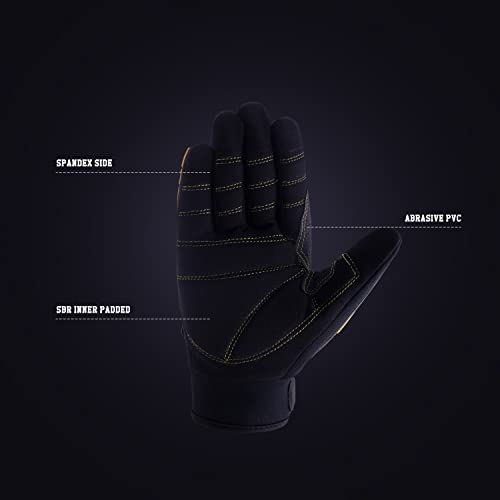 Heavy Duty Work Gloves, Sbr Padding, Tpr Protector Impact Gloves, Men Anti Vibration Mechanic Work Gloves (Extra Large, Yellow) #TOP2