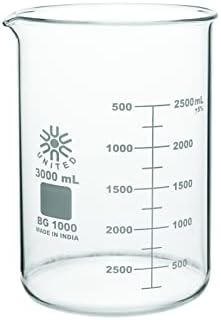 United Scientific™ BG1000-3000 Borosilicate Laboratory Grade Glass Beakers | Griffin Low Form Beaker |  Graduated with Spout | Designed for Laboratories & Chemistry Classrooms | 3000mL  Capacity