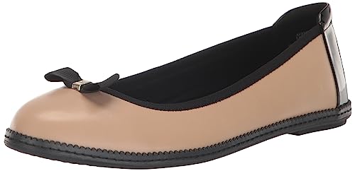Anne Klein Womens Ember Faux Leather Round Toe Ballet Flats