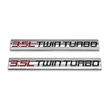 2Pcs Metal 3.5L Twin Turbo Emblem 3D Side Wing Car Decoration Badge Racing Sport Design Sticker Door Decal Trunk Replacement for Universal Vehicle (Chrome&Red&Black)