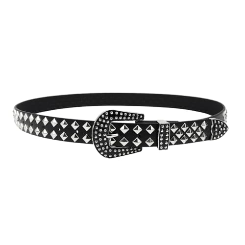 Pooyikoi Mens Leather Belts for Jeans Rockstar Punk Belt Y2k Black Studded Belts for Men Y2k Studded Belt for Women4