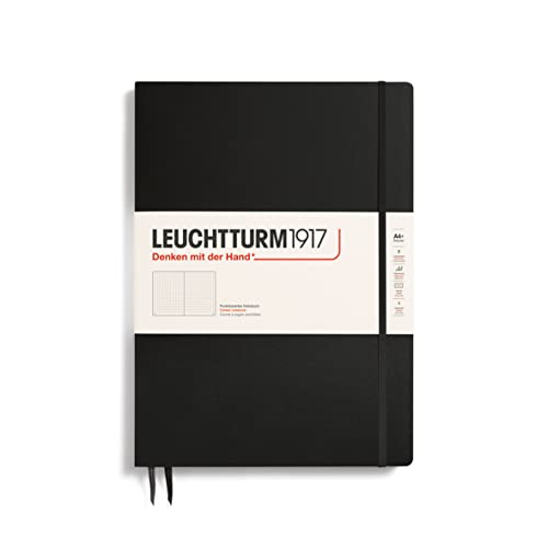 LEUCHTTURM1917 321149 Taccuini Master Slim A4+, Copertina rigida, 123 pagine numerate, Nero, Puntini