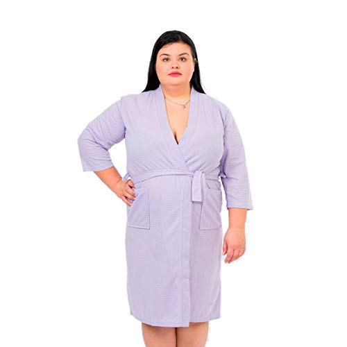 Plus Size Lightweight Waffle Weave Bath, Spa & Bridesmaids Kimono Short Robes (XL, Lavender)