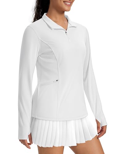 MAGCOMSEN 1/4 Zip Pullover Women Long Sleeve Quarter Zip UPF 50+ Sun Shirts with Pocket Quick Dry Athletic Workout Tops