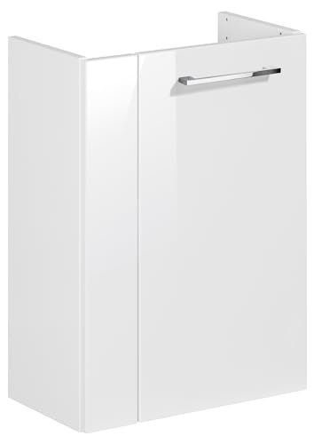 FACKELMANN SCENO Waschbeckenunterschrank schmal – Unterschrank für Waschtisch im Gäste-WC (44 cm x 60 cm x 24,3 cm) – Türanschlag rechts – SBC Badezimmerschrank hängend in Weiß