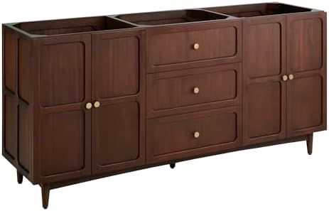 Signature Hardware 487972 Delavan 72" Freestanding Mahogany Double Basin Vanity Cabinet - Cabinet Only - Less Vanity Top - Cold Brew
