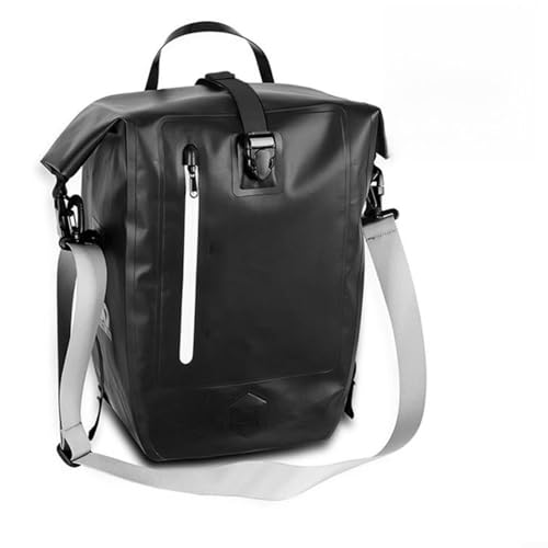 Helilyco Bolsa de alforja de bicicleta de una sola cara de 25 l, totalmente impermeable, paquete de portaequipajes trasero con diseño curvo, liberación rápida, equipaje de ciclismo de montaña