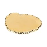 Elegance Gold Rock Edge Cheese Tray – Luxurious Gold Plated Serving Platter for Cheese, Fruits, and Appetizers, 13.5'