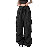 Cargo Pants Women Fashion Wide Leg Pants Parachute Elastic High Waist Baggy Casual Jogger Loose Teen Girls Y2K Trousers