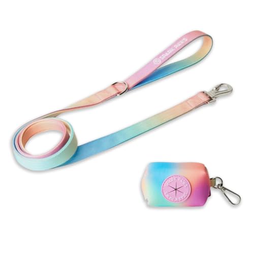 Spark Paws Premium Hundeleine und Kotbeutel-Set, robuster Haken aus Legierung für stark ziehende Rassen, bequem, langlebig und sicher - Pastel Icing