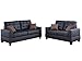 Poundex F7855 Bobkona Aria Faux Leather 2 Piece Sofa and Loveseat Set, Black