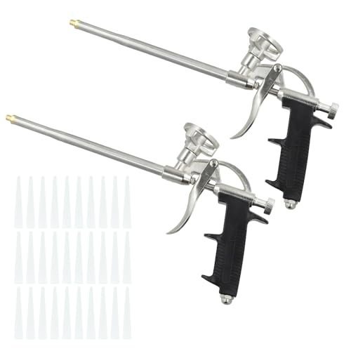 Kuleyng 2 Pack Foam Gun, Expanding Foam Gun with 30 Nozzles, Spray Foam Gun, PU Foaming Gun, Insulating Applicator for Caulking, Filling, and Sealing, Ideal for DIY Projects and Professional Use