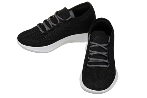 Image of CALTO Men's Invisible Height Increasing Elevator Shoes - Black /Grey Ultra Lightweight Sporty Sneakers - 2.4 Inches Taller - Q082 - Size 6 D(M) US