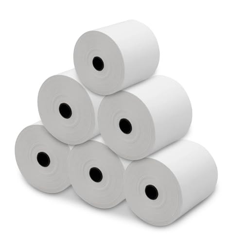 MERCURY TEXTIL   Rollo de Papel Térmico de 80x80x12mm Sin Bisphenol A, para Impresora Térmica, Rollos de Papel de Ticket, Caja Registradora, Recibos,Básculas (6 Rollos)
