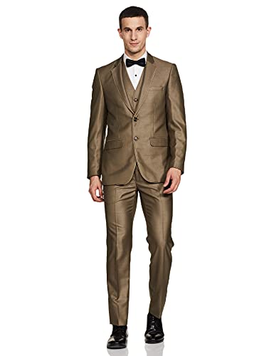 Image of Raymond Polyester Blend Men's Full Sleeve Contemporary FIT Medium Fawn Formal Suit