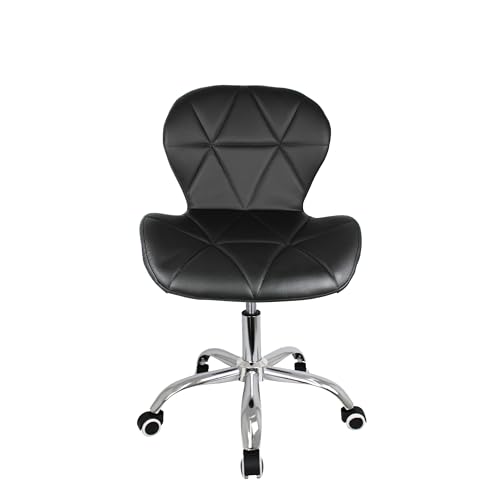 Cadeira Escritório Eiffel Slim Home Office Evolux Base Giratória com Rodinhas em Couro Sintético na Cor Preta