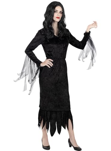 Funidelia | Disfraz de Morticia Addams - La Familia Addams para mujer Disfraz para adultos y divertidos accesorios para Fiestas, Carnaval y Halloween - Talla M - Negro