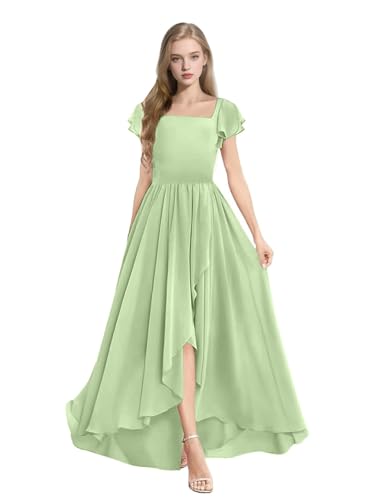 Junior Bridesmaid Dresses for Wedding Square Neck Chiffon Flower Girl Dress A Line Girls Formal Dresses Party