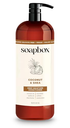 Soapbox Coconut Oil Conditioner, Sulfate & Paraben Free, Silicone Free, Color Safe, and Vegan Hair Conditioner (33.8 Ounces)