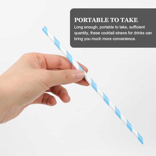 VICASKY 100 pitillos de papel desechables rayas azul celeste miniatura 6