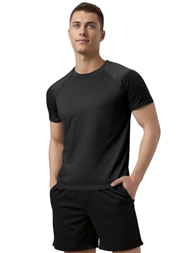 CIMIC 5er Pack Sport Tshirts Herren Funktionsshirt Sportshirt Herren Kurzarm T Shirt Atmungsaktive Trainingsshirt Männer Fitness Gym Laufshirt Wandershirt Men Set 510 Black Grey Green Navy Blue L