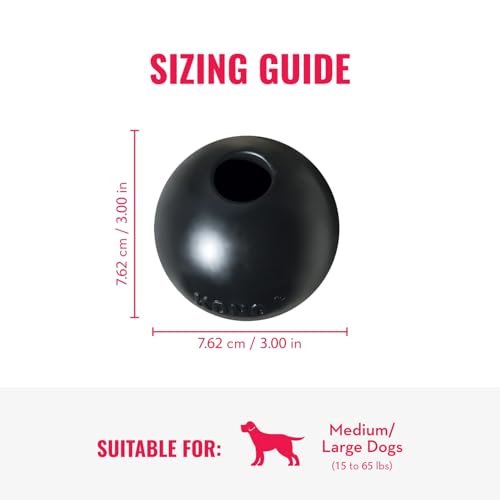 KONG Extreme Ball with Hole - Fetch Toy - Durable Dog Toy for Training, Interactive Playtime & More - Natural Extreme Rubber Ball - Black - for Large/Medium Dogs