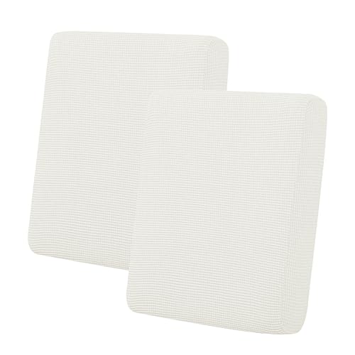 Image of Easy-Going Stretch 2 Pieces Loveseat Couch Cushion Cover for 2 Seat | Individual Furniture Protector Sofa slipcover for 2 Cushion Couch Washable Soft with Elastic Bottom Cream